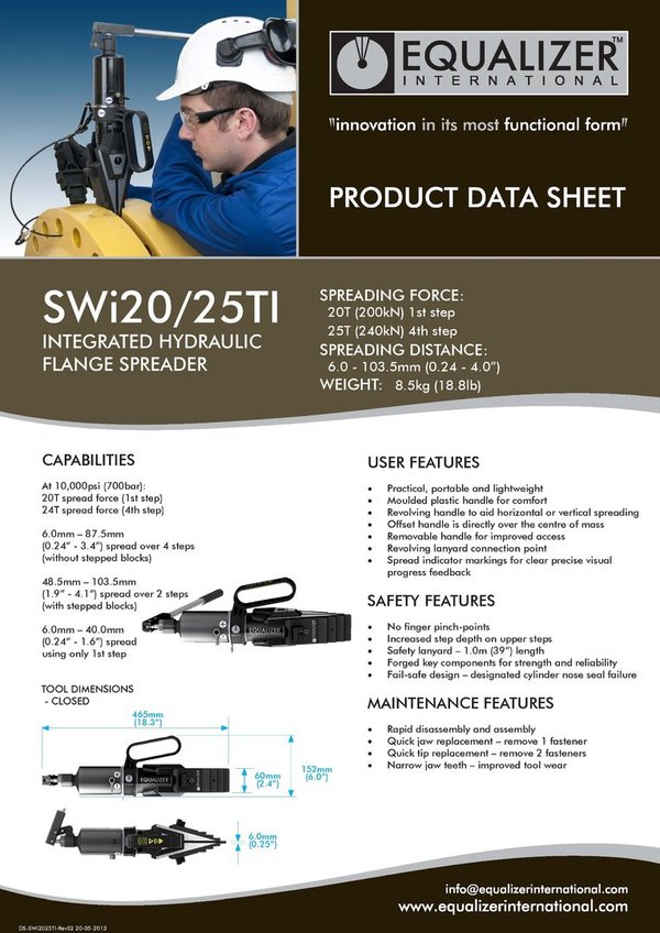 SWi20/25TI Innovative Integral Hydraulic Flange Spreading Wedge - EQUALIZER